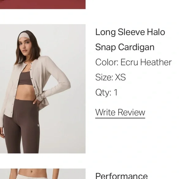 Vuori Long Sleeve Halo Snap Cardigan Extra Small Ecru Heather - Picture 5 of 9